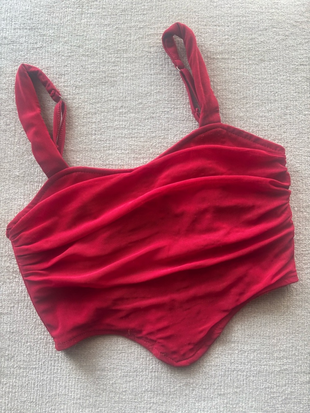 Red  Ruched Crop Top